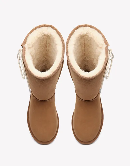 Australian Shepherd UGG Boots Australia Double Face Sheepskin Tall Side Lace Up Boots - 15983